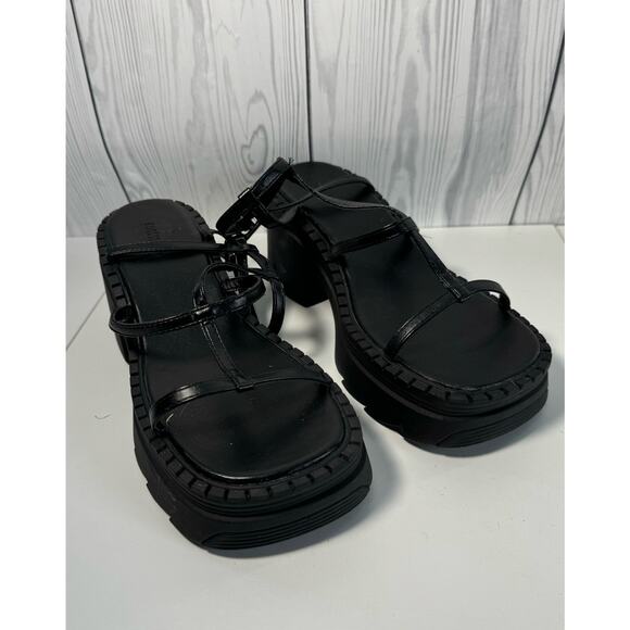 NEW Forever 21 Caged Block Platform Black Summer Sandal Size 7.5 - Picture 1 of 8